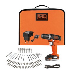 BLACK+DECKER - 12V Cordless Lithiumion Drill Driver with 15Ah Battery 80 Accessories Charger and Soft Bag - BDCDD12S1A