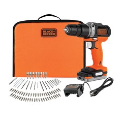 BLACK+DECKER - 12V USB Hammer Drill 1 Battery 80 Accessories and USB Charger - BDCHD12S1A