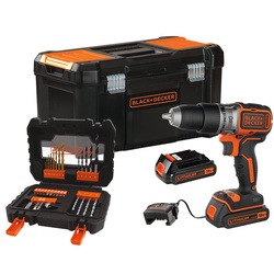 BLACK+DECKER - 18V Lithiumion Brushless 2 Gear Hammer Drill  with 2 batteries and 31 accessories in 19 Toolbox - BL188D2KA31