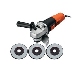 BLACK+DECKER - 900W 115mm Small Angle Grinder with 3  discs and kit box - KG911KAC3