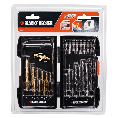 Black And Decker - NL 27 Piece Mixed Case with Tin Bits - A7177