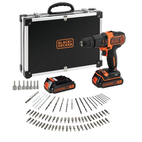18v Perceuse Visseuse A Percussion Sans Fil Avec Chargeur Et 2x Batteries Lithium Ion 1 5ah Bdchd18bafc Black Decker