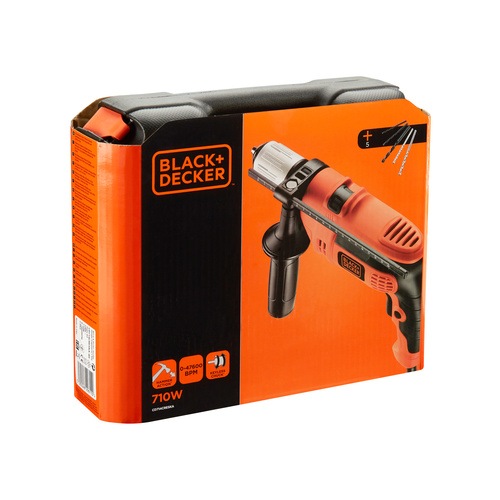Black and Decker - NL 710W Corded Hammer Drill with 5 Accessories and Kitbox - CD714CRESKA