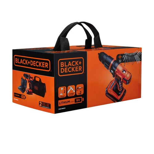 Black and Decker - NL 18V cordless 2B hammer drill  32 accessories in standard softbag - EGBL188BS32