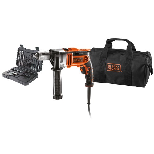 Black and Decker - NL 750W corded hammer drill with 32 accessories and storage bag - KR705S32