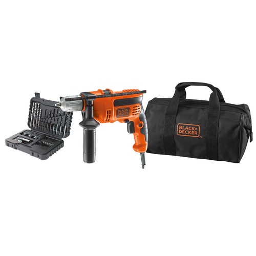 Black and Decker - NL 710W corded hammer drill with 32 accessories and soft storage bag - KR714S32