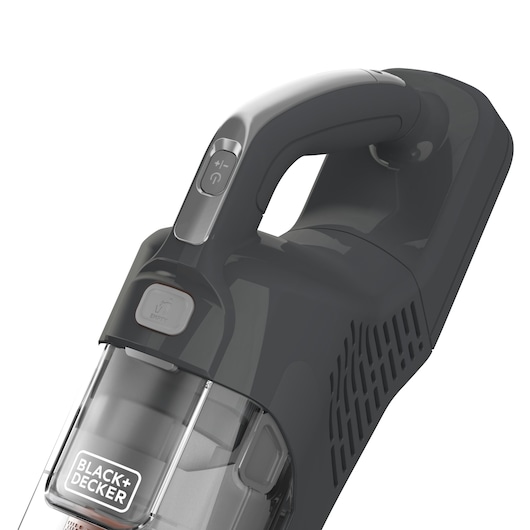 Aspirateur portatif BLACK+DECKER BHFEA520J gris foncé, angle latéral rapproché.