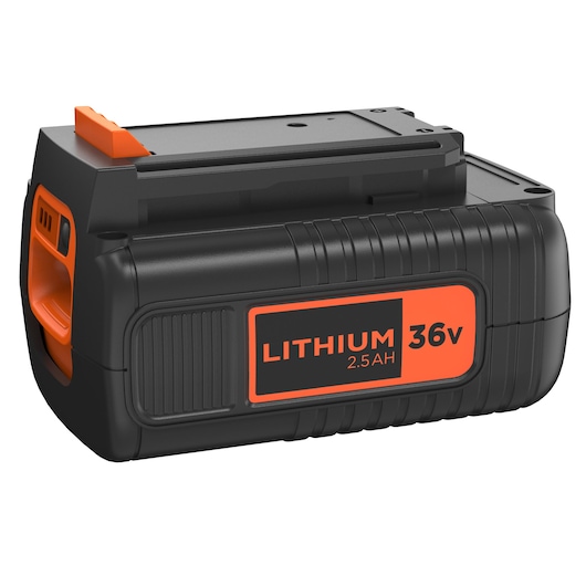BLACKDECKER BL2536 lithium 36V 2.5AH batterij, zwart en oranje, productfoto op witte achtergrond