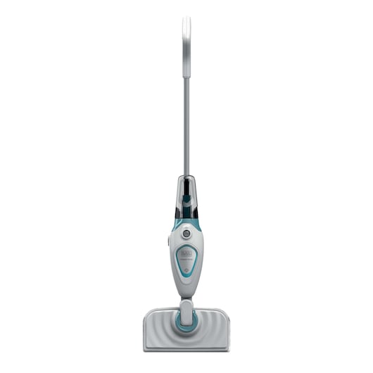 Une vadrouille à vapeur BLACK+DECKER, modèle FSM1605, présentée en position verticale sur un fond blanc.
