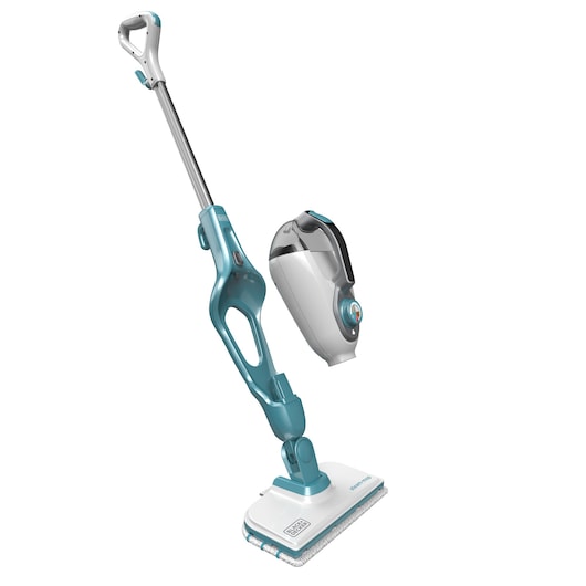 BLACKDECKER FSMH1321 stoommop met afneembare handheld unit, vooraanzicht op witte achtergrond.