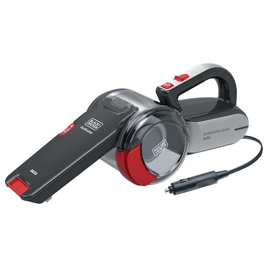 BLACKDECKER PV1200AV dustbuster pivot auto, compacte handstofzuiger met 12V auto-adapter, voorkant.