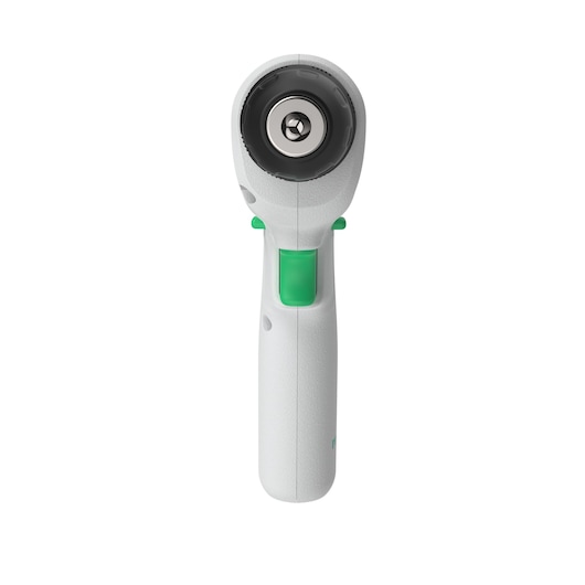 BLACKDECKER REVDD12C tournevis sans fil avec gâchette verte, vue frontale, fond blanc.