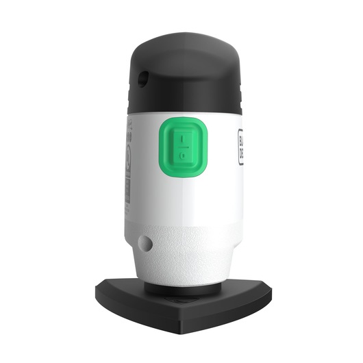 Photo de ponceuse BLACKDECKER REVDS12C compacte, noire, blanche et verte sur fond blanc, angle avant.